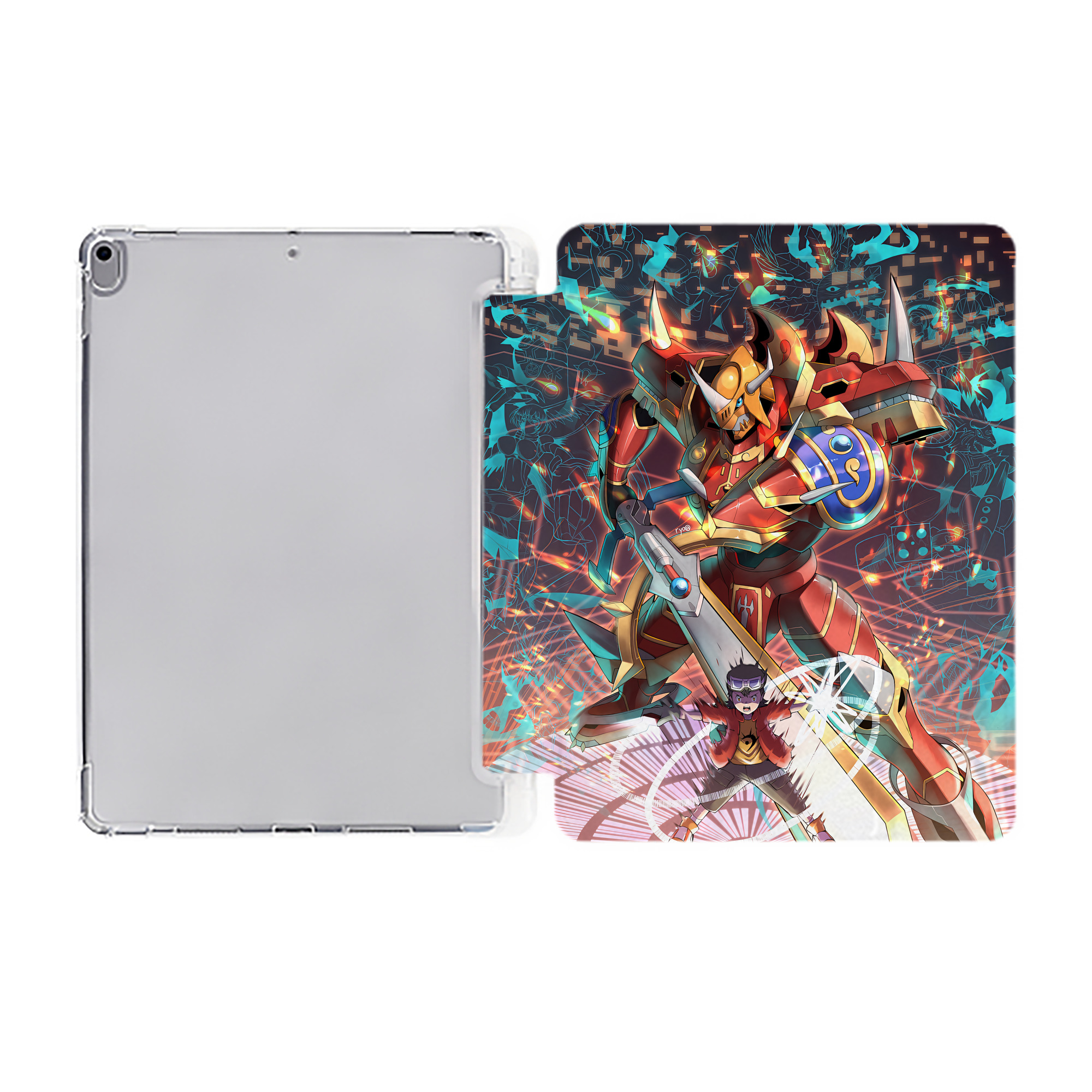 （画像用） Digimon デジタルモンスター/デジモン IPad ケース ペン収納付き 三つ折りスタンド PUレザー×シリコン 対応機種9.5/10.5/10.9インチ
